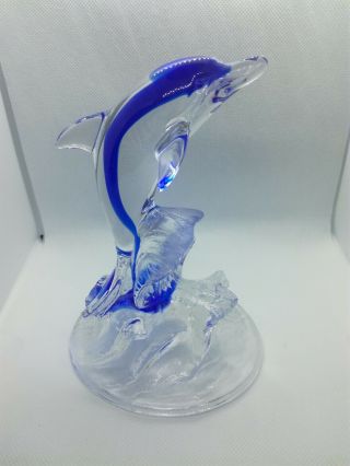Vintage French Art 24 Lead Crystal Arques Dolphin Figurine Glass