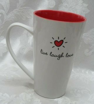Mug 10 Strawberry Street Live Love Laugh Xx 1/4 " Cream Red Trim Tall Coffee Tea