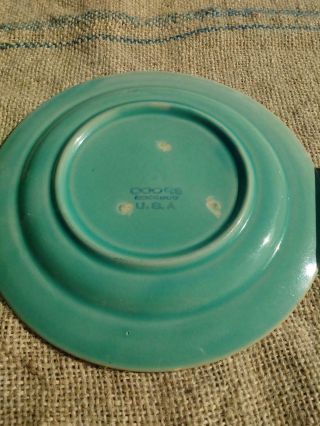 Green Coors Pottery Rosebud Honey Pot and Plate 2