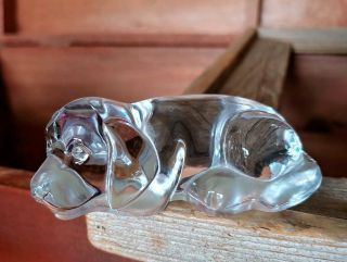 Sleeping Dog Puppy Lab In Lead Crystal Paperweight Curio Princess House Figurine