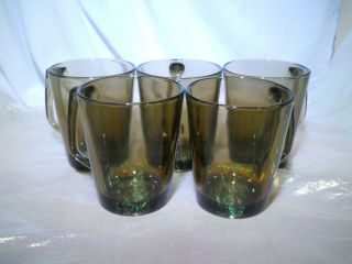 Five 5 Retro Vintage Amber Pyrex Vision Ware Coffee Cups Mugs And