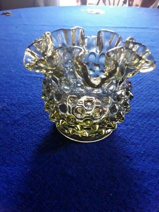 Vintage Fenton Green Hobnail Glass Small Vase Votive Candle Holder