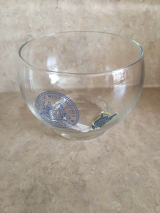 State Of West Virginia Seal,  Handmade Weston Glass Bowl Cup Candleholder Dish