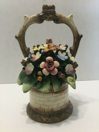 Vintage Capodimonte Porcelain Flower Basket