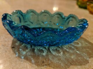 Moon And Stars Blue Oval Dish Ashtray 4.  5 Inches
