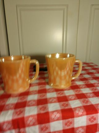 Fire King Peach Lustre 2 Mugs Cups Anchor Hocking
