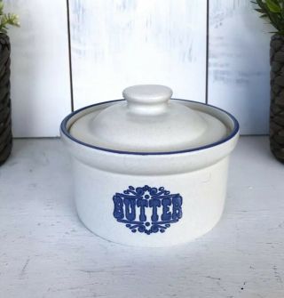Vintage Pfaltzgraff Butter Tub Dish Rare Yorktowne Pattern,  Blue,  065 Farmouse