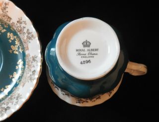 Royal Albert Teacup and Saucer Pattern 4396 Teal 2