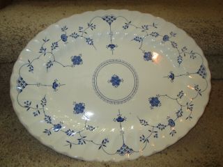 Myott Finlandia Blue And White 14 1/2 - Inch Oval Serving Platter Staffordshire