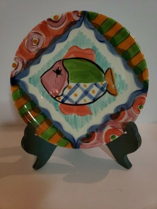 Vicki Carroll Splish Splash Pottery Plate Oval Fish Platter Vintage Piece