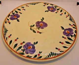 Maestricht Societe Ceramique Holland Cake Plate Serving Platter Purple Flowers