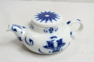 Vintage Bing Grondahl Blue White Asian Design Porcelain Teapot
