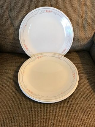 Four (4) Corelle Rose 10 1/4” Dinner Plates