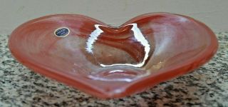 Murano Art Glass Heart Shaped Dish Made In Italy