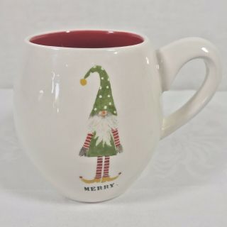 Rae Dunn Collectible Merry Gnome Elf Christmas Holiday Coffee Tea Mug