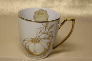Ciroa Luxe Pumpkin Floral Leaves Coffee Cup Mug - Gold Metallic/white -