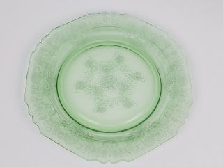 Hazel Atlas Green Depression Glass Florentine Poppy Pair 8 " Salad Plates Uranium
