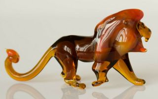 Nr Lion Yellow,  Figurine,  Blown Glass " Murano " Art Style Animal.  Made In Russia