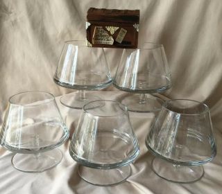 Set Of 5 Vintage 60”s Modernist Mid Century Brandy Snifters Crystal Glasses