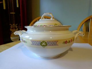 Vintage Johnson Bros.  Covered Soup Tureen - 14 K Rimming,  Hand Numbered