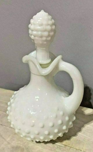 Vintage Avon Hobnail White Milk Glass Pefume Bottle Cruet With Stopper