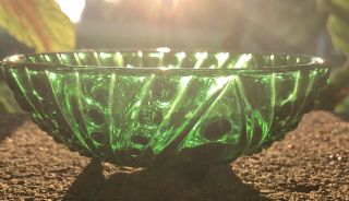 Vintage Small Emerald Green Glass Footed Bowl Candy Bowl