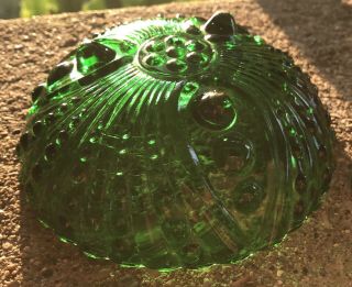 Vintage Small Emerald Green Glass Footed Bowl Candy Bowl 3