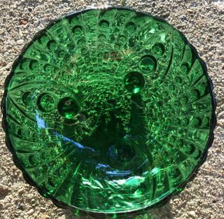 Vintage Small Emerald Green Glass Footed Bowl Candy Bowl 4
