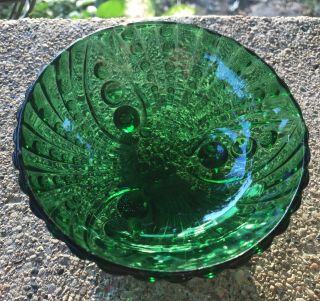Vintage Small Emerald Green Glass Footed Bowl Candy Bowl 5