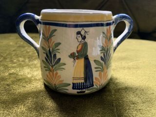 Rare Antique Henriot Quimper France 671 Sugar Bowl No Lid Porcelain
