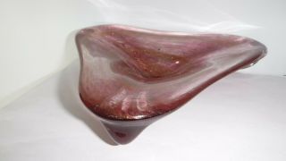 VINTAGE Art MURANO GLASS Purple GOLD DUST Glitter SPIRAL SWIRL BOWL Dish 5