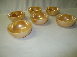 6 Vintage Fire King Peach Lustre 5 " Chili/soup/cereal Bowls
