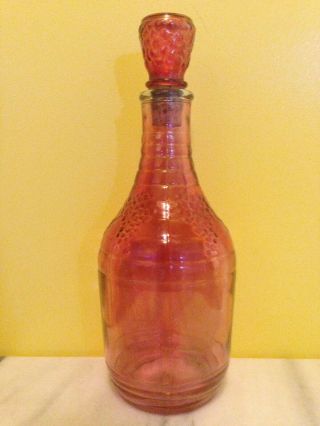 Vintage Mid Century Rainbow Glass Company Amethyst Decanter Purple Grape Motif
