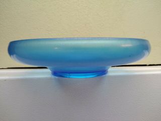 Fenton Celeste Blue Irridecent Stretch Glass Console Bowl Vintage 30 