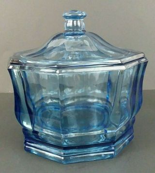 Vintage Indiana Glass Concord Blue Covered Candy Dish