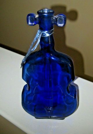 Vintage Cobalt Blue Glass Cello Vase - 8 Inches High