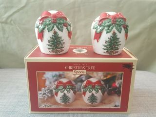 Spode Christmas Tree Ribbon Salt And Pepper Shakers