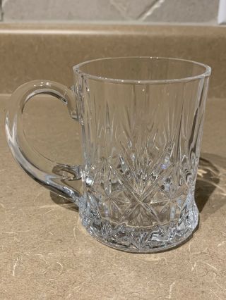 Crystal Cut Glass Mug Unknown Pattern Handled Clear Star Fan