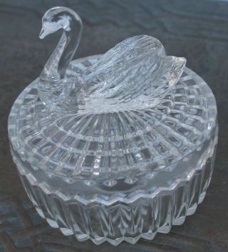 Vintage Jeannette Powder/dresser Jar W/ Swan Lip Stick Holder