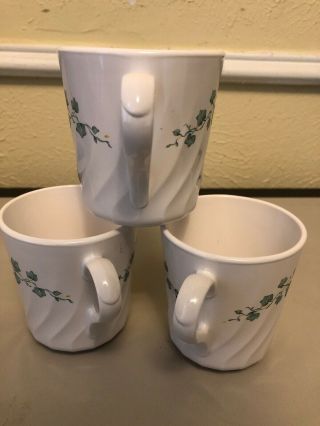 Set Of 3 Vintage Corning Ware Green Ivy Vines Mugs Cups made in U.  S.  A 2