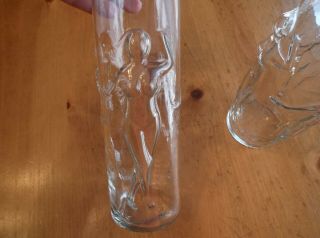 2 - Vintage Libbey Tall Cocktail Drinking Glass,  3D Nude Naked Ladies On 3 Sides 2