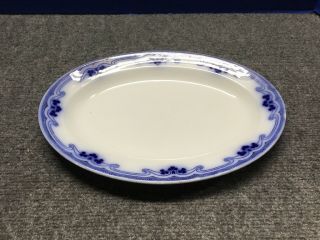 Antique Clover Flow Blue Oval Platter Wh Grindley,  The Olympic " Idris " 12 By 8.  5