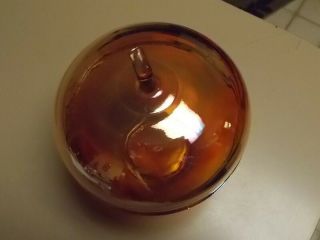 VINTAGE CARNIVAL GLASS APPLE SHAPED CANDY DISH JEANNETTE MARIGOLD IRIDESCENT 3