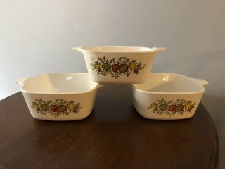 Corning Ware Casseroles - Set Of 3 - Spice Of Life P 43 - B 2 3/4 Cups - No Lids