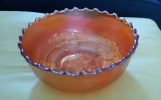 Antique Carnival Glass Bowl,  Dogwood Pattern