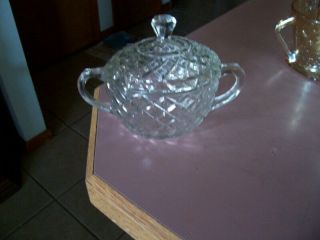 Waterford Waffle Depression Glass Sugar Bowl With Lid