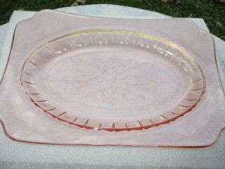 Pink Adam Depression Glass Platter Tray Plate Meat Cheese Crackers 11.  5 "