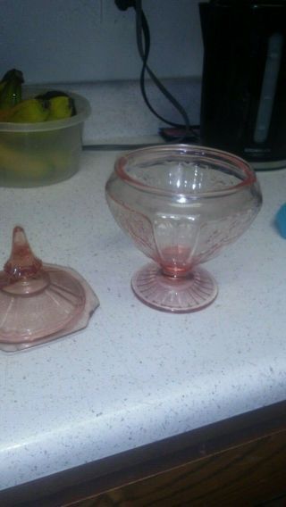 Vintage Pink Depression Glass Candy Dish w Lid Sharon 