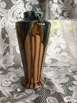 Vintage 1900’s Peters & Reed Shadoware 7 - 3/4” Vase Brown/ Green/blue