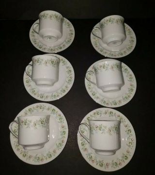 Johann Haviland Forever Spring Bavaria Germany 6 Cups And Saucers.